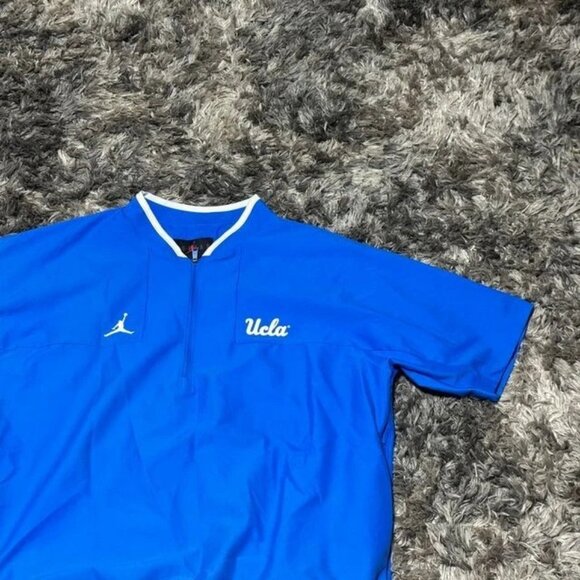 Size L Jordan Mens Blue UCLA Bruins Football Mesh Lined 1/4 Zip Pullover Jacket - Picture 4 of 5